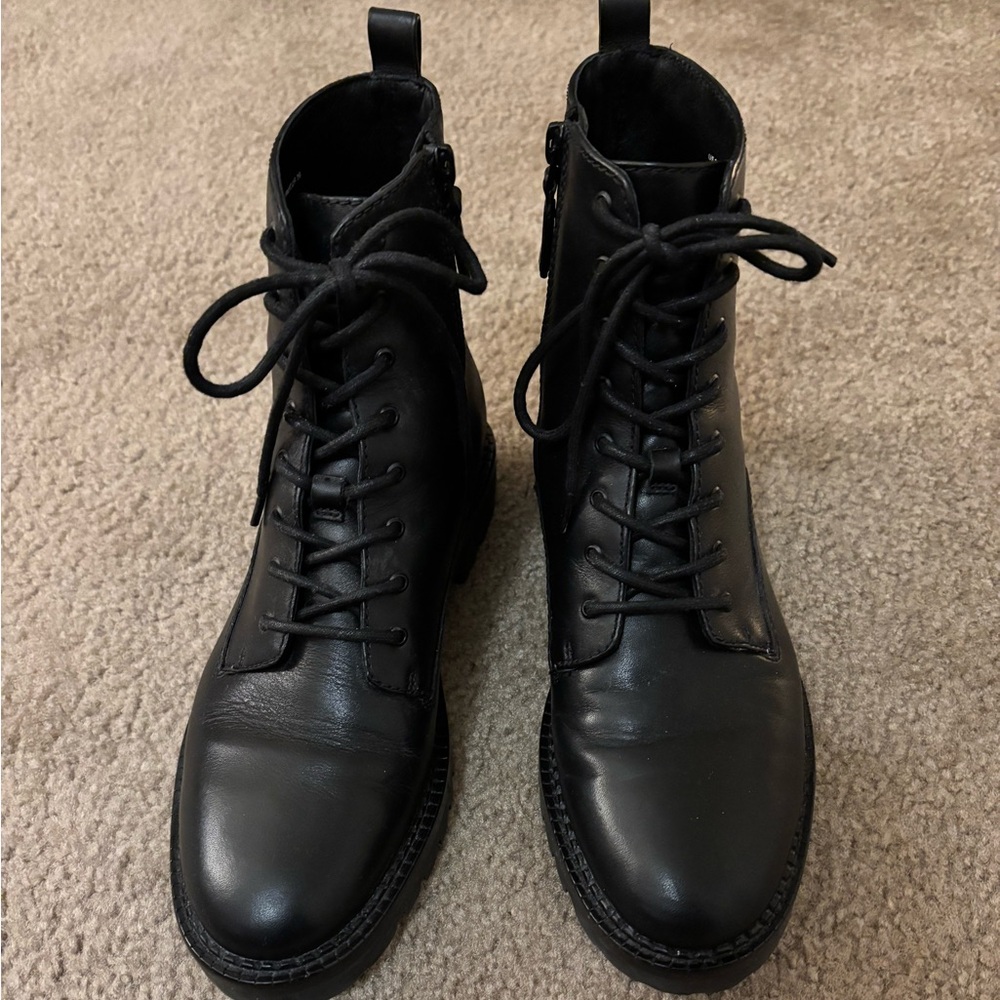 Vince, Cabria Lug Water Resistant Lace-Up Black Boot